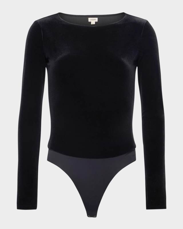 Seraphine Long-Sleeve Velvet Bodysuit